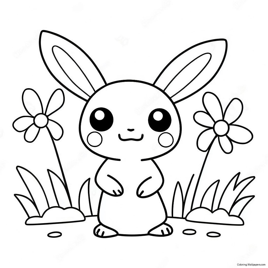 Cute Mimikyu With Flowers Coloring Page 52299