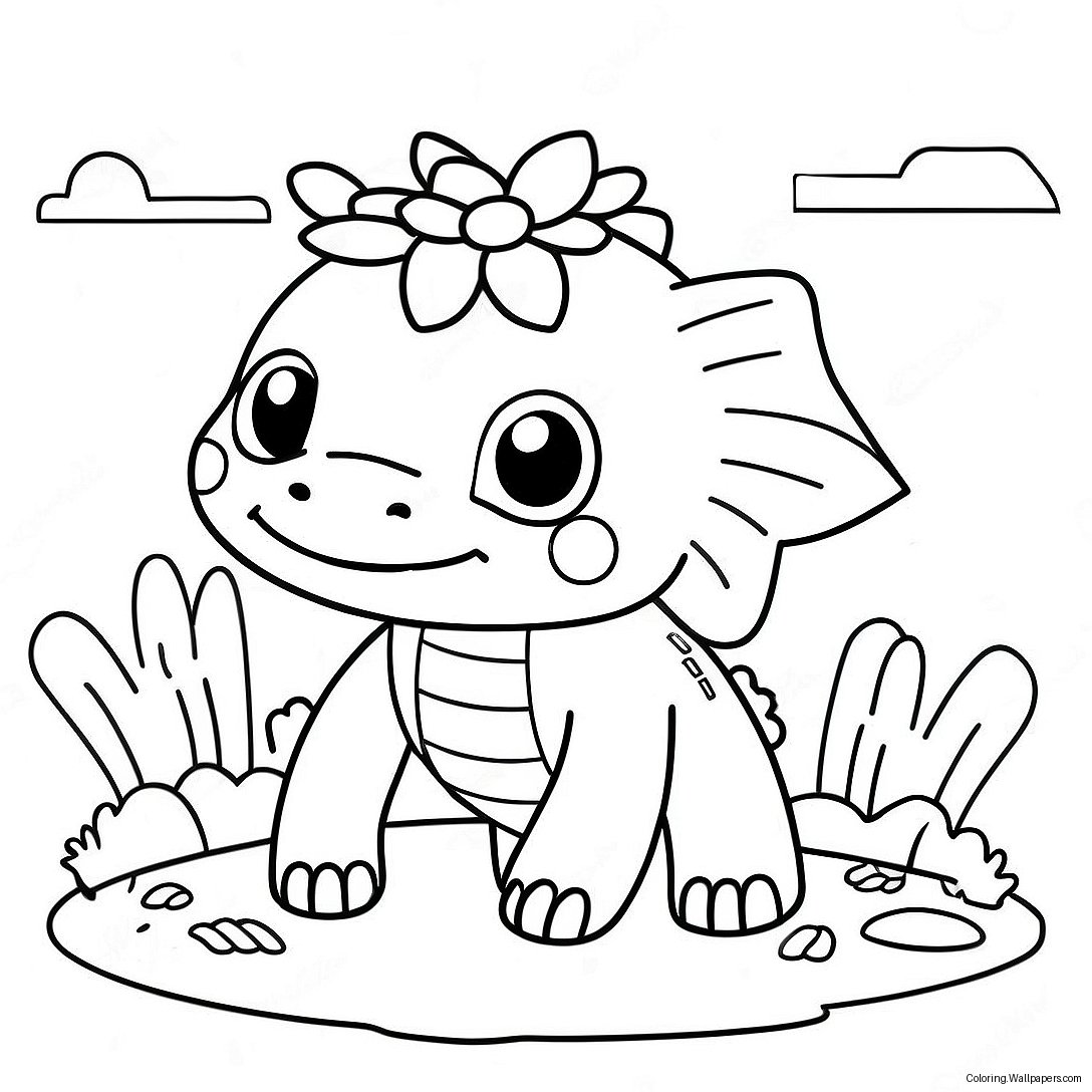 Cute Minecraft Axolotl With Flowers Coloring Page 26369