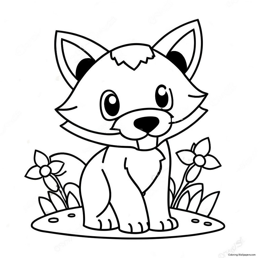 Page À Colorier Mignon Renard Minecraft Avec Fleurs 28819