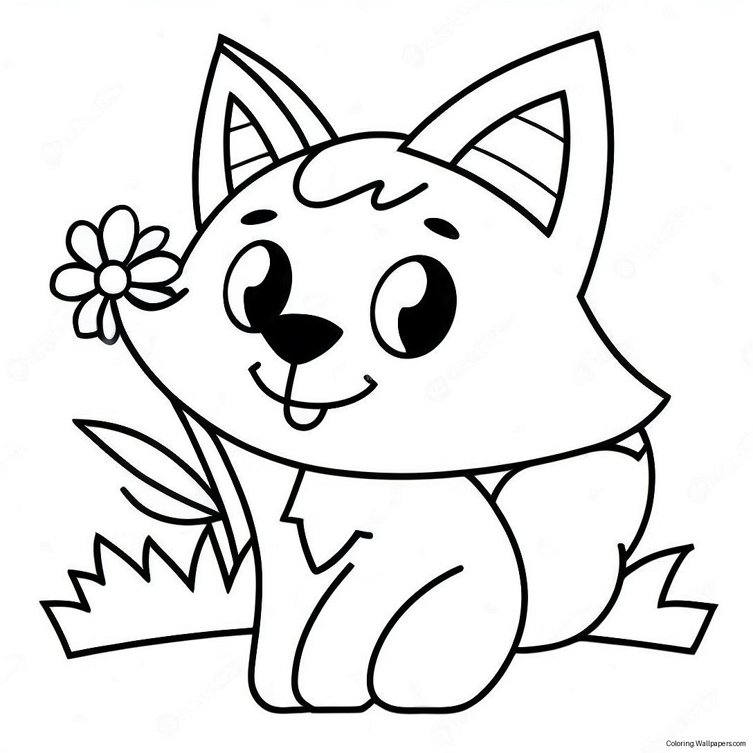 Page À Colorier Mignon Renard Minecraft Avec Fleurs 28820