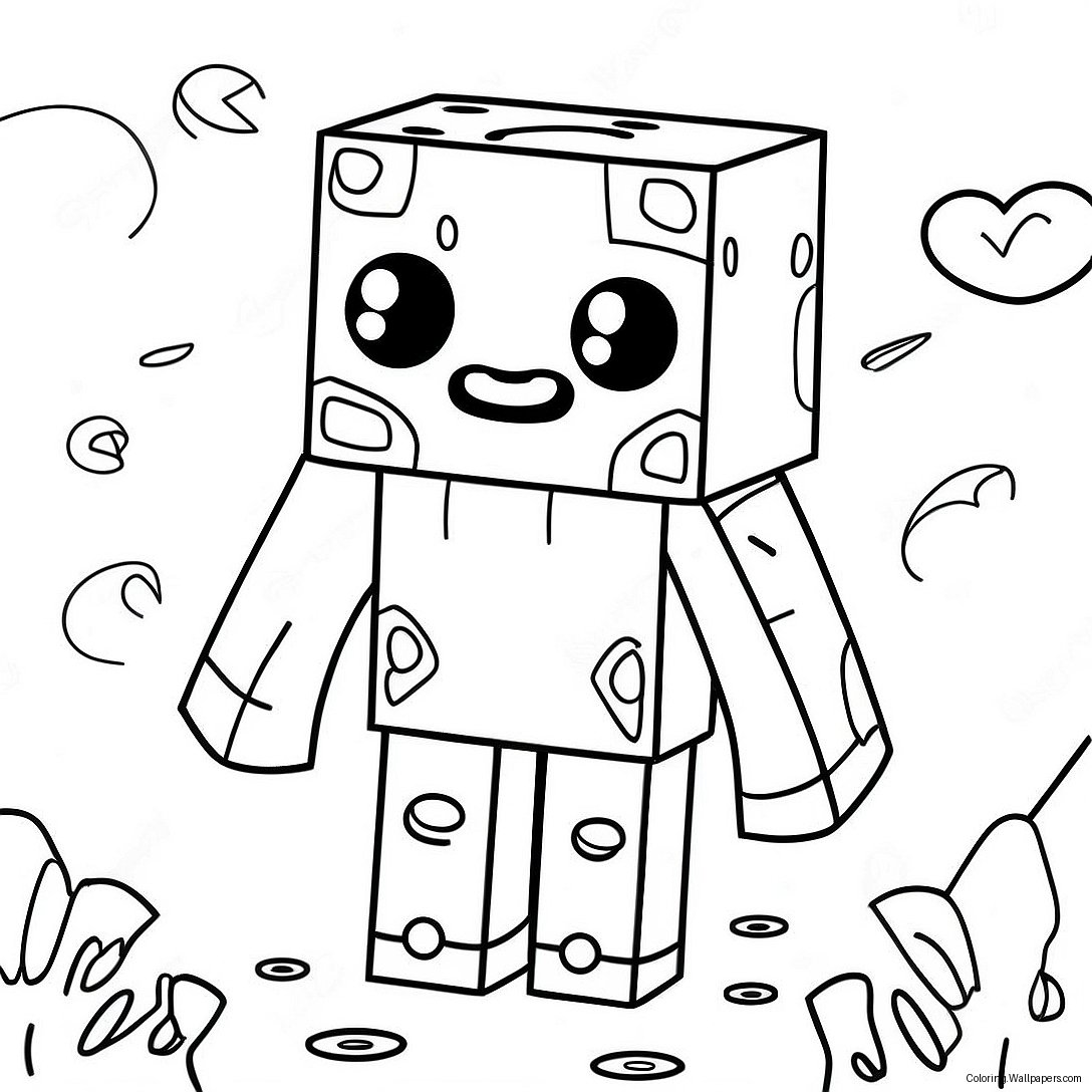 Página Para Colorir Do Ghast Do Minecraft Fofo Com Olhos Grandes 47488