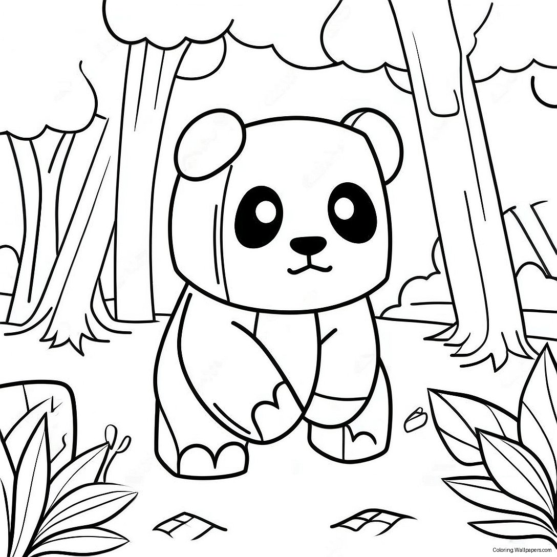 Página Para Colorir Do Panda Do Minecraft Fofo Na Floresta 51297