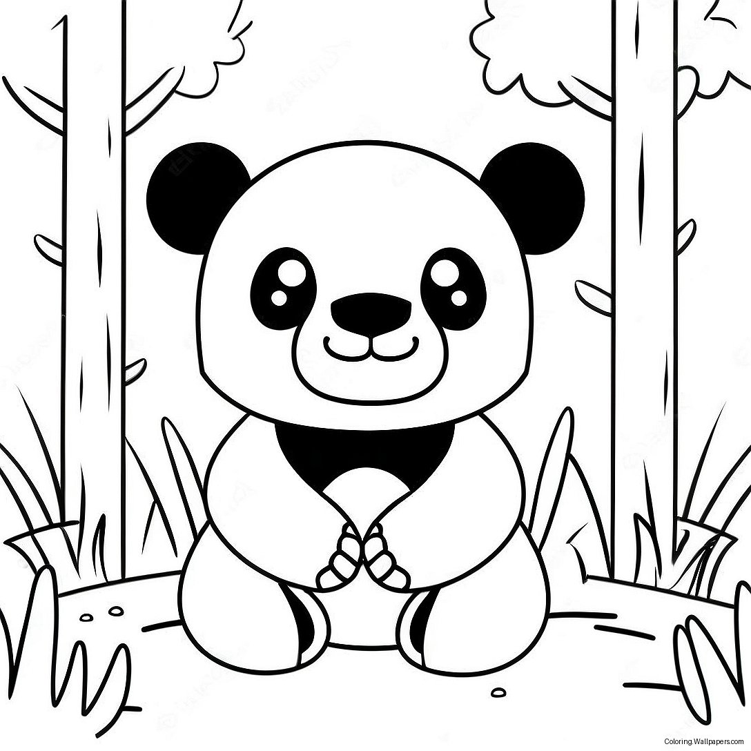 Cute Minecraft Panda In Forest Coloring Page 51300