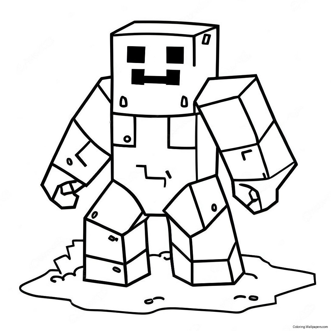 Página Para Colorir Do Fofo Golem De Neve Do Minecraft 54066