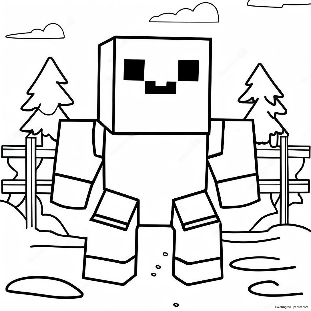 Söt Minecraft Snö Golem Målarbild 54067