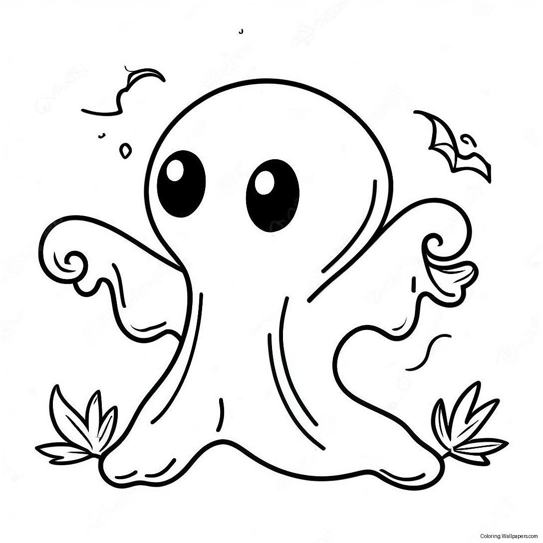 Cute Mini Halloween Ghost Coloring Page 49831