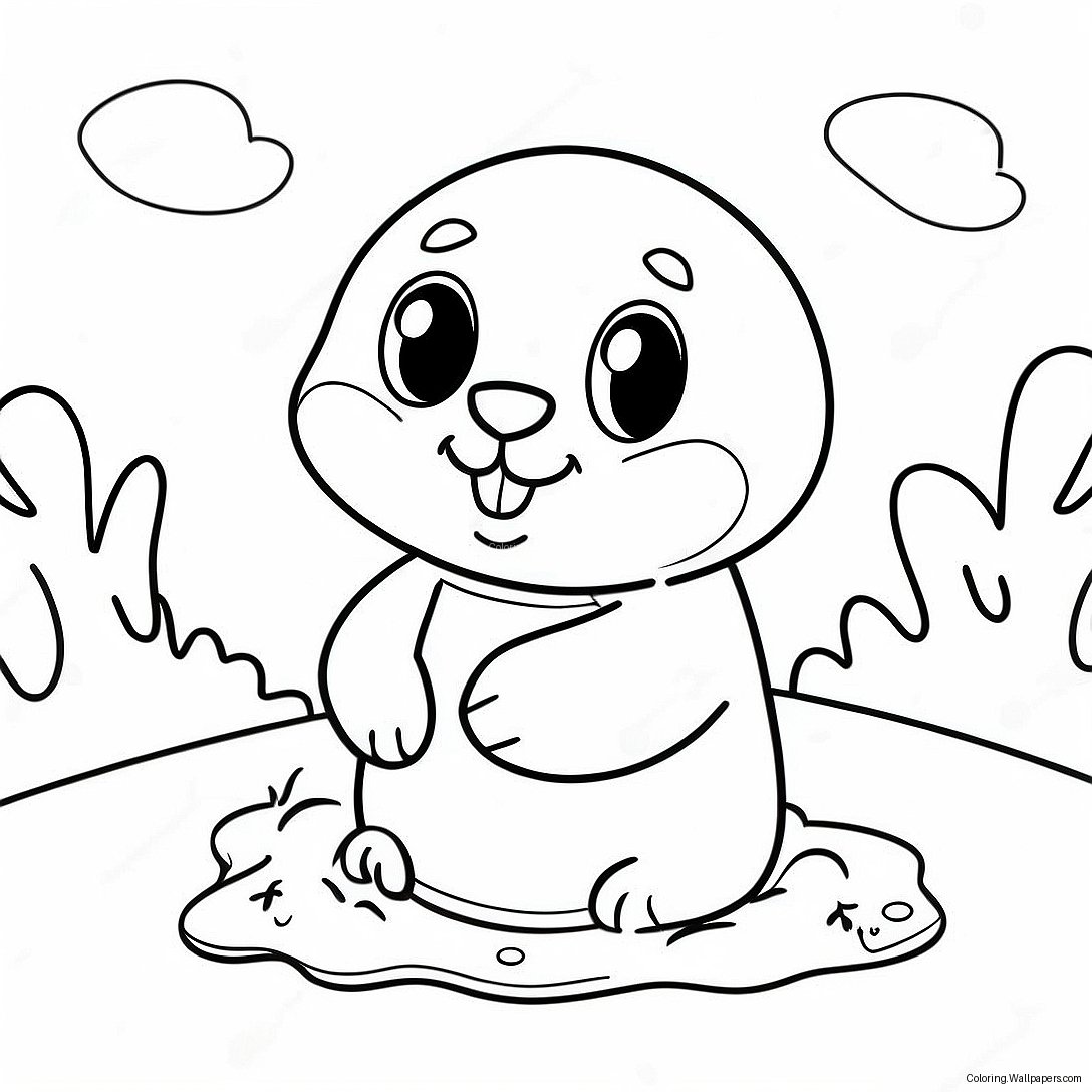 Cute Mole Digging Underground Coloring Page 57443