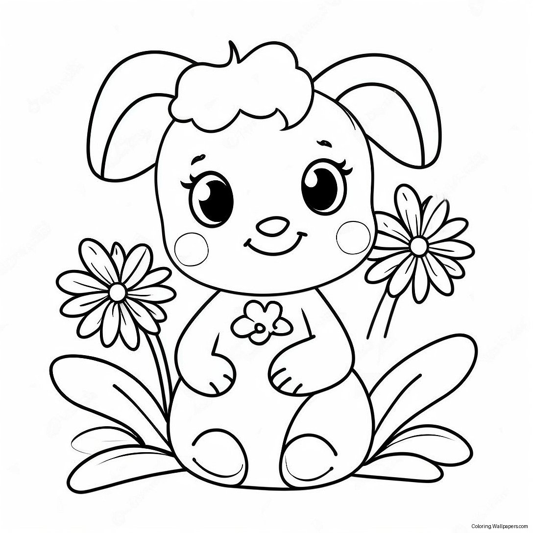 Cute Molly With Flowers Coloring Page 51624