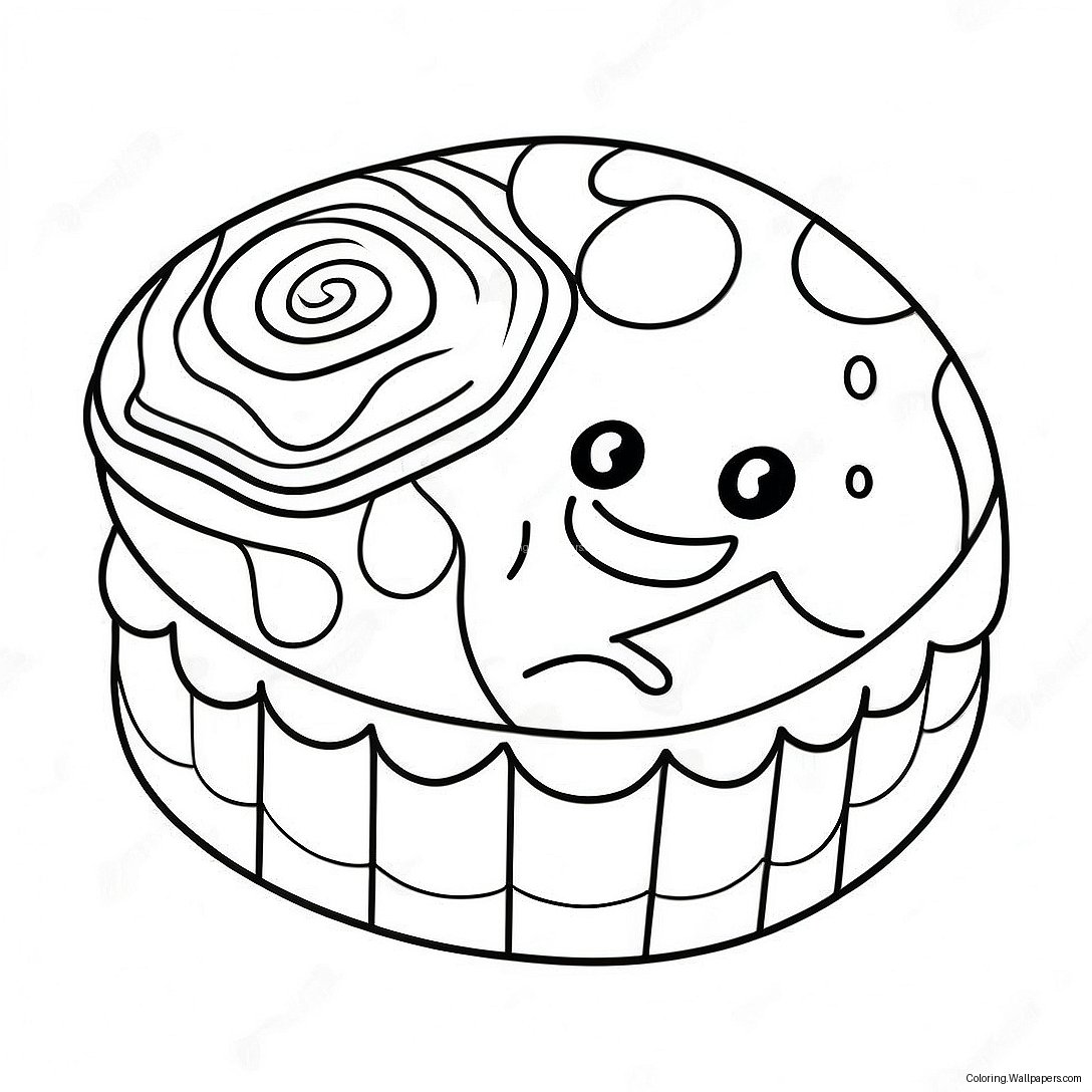 Pagina Da Colorare Della Mooncake Carina Con Faccia Sorridente 40577