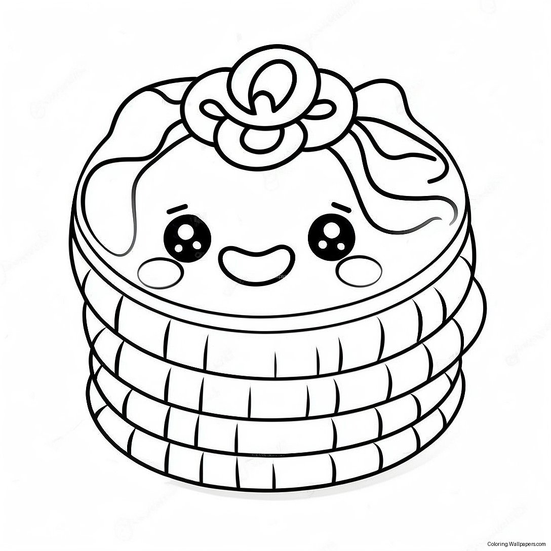 Cute Mooncake With Smiling Face Coloring Page 40579