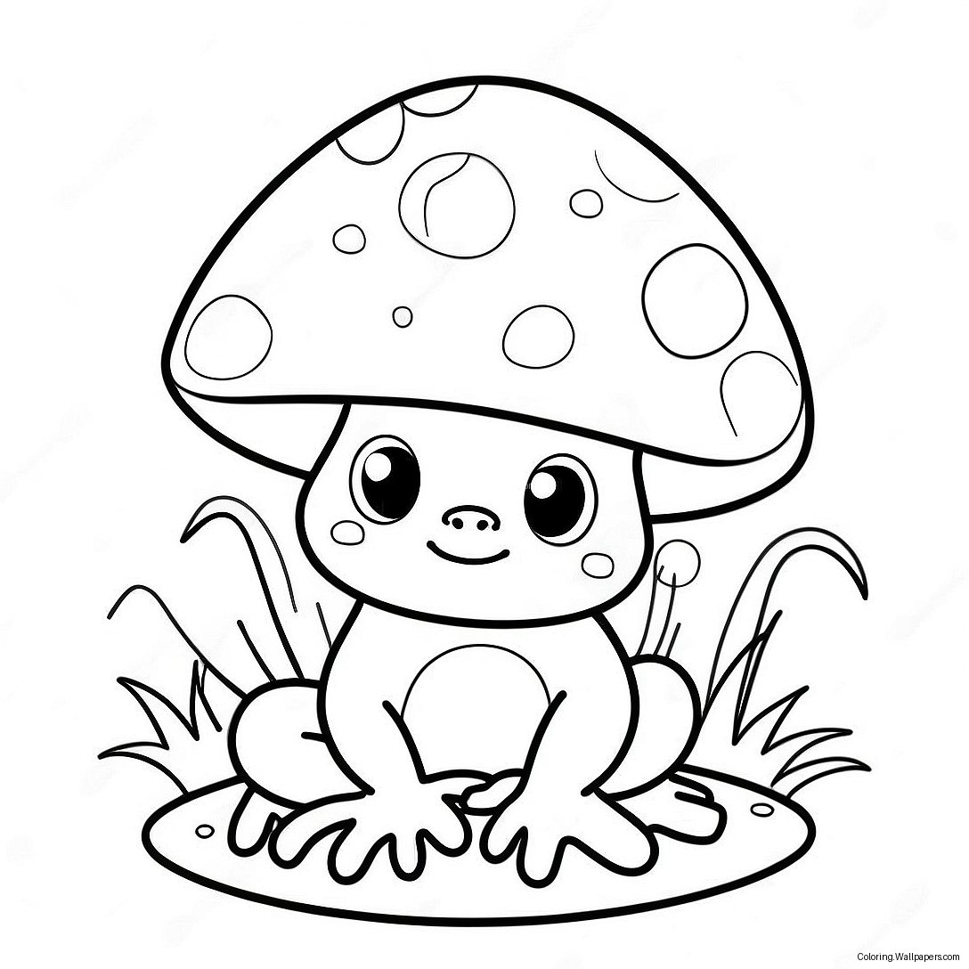 Cute Mushroom Frog Coloring Page 18980