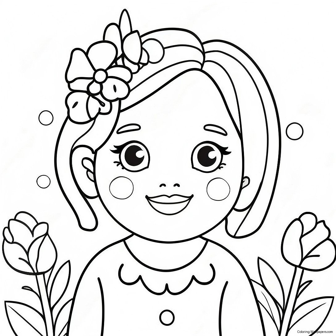 Cute Nana With Flowers Coloring Page 48133