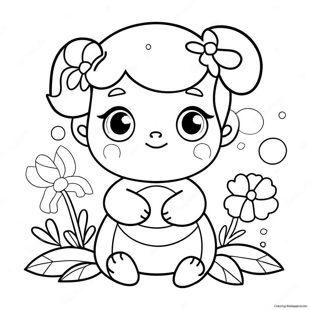 Cute Nana With Flowers Coloring Page 48134