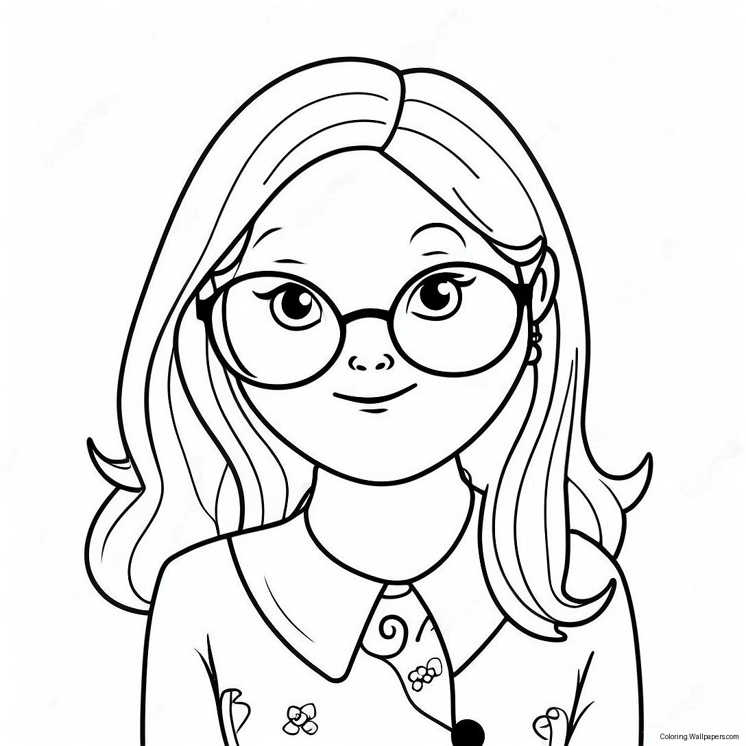 Cute Nana With Glasses Coloring Page 16193