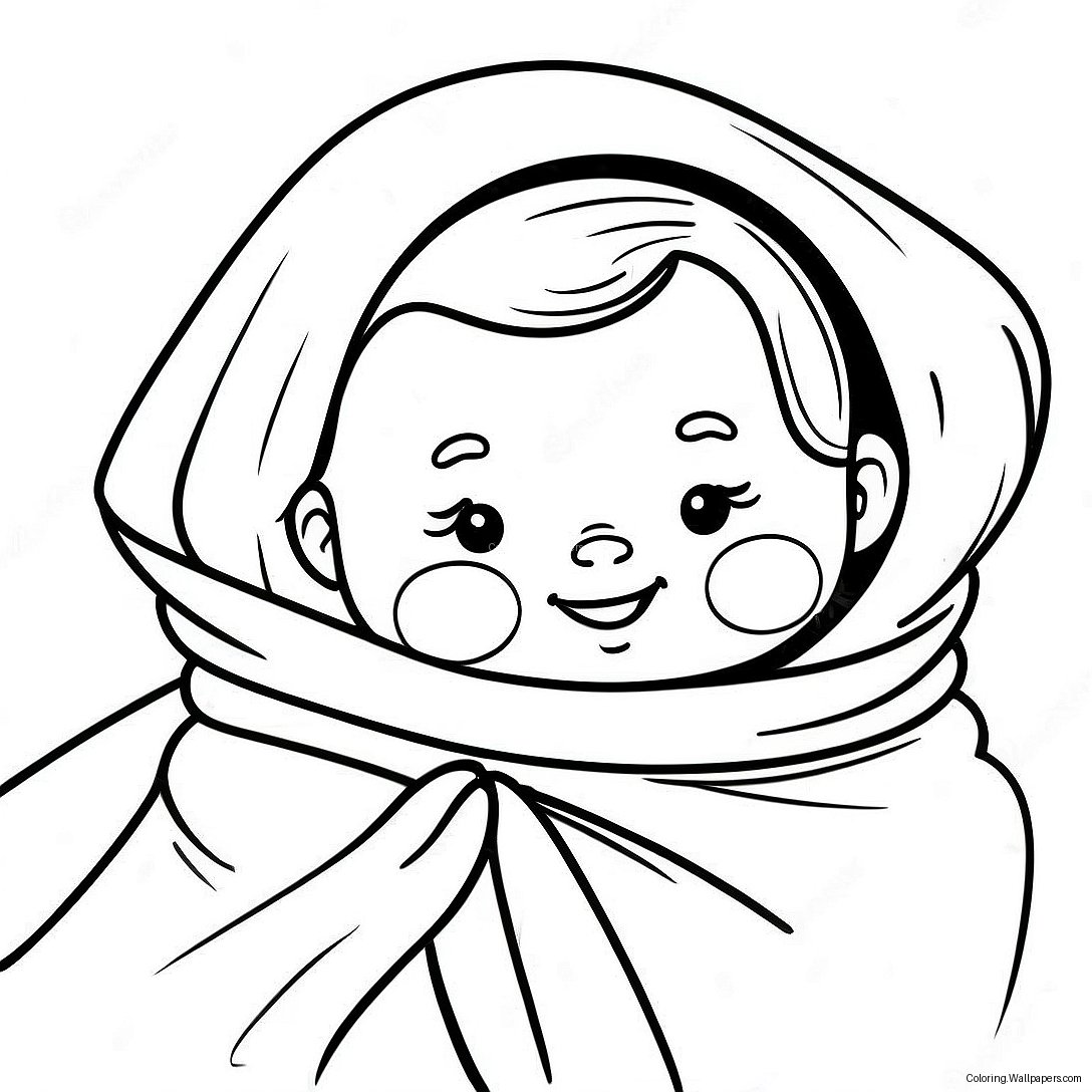 Cute Newborn Baby In Blanket Coloring Page 19770