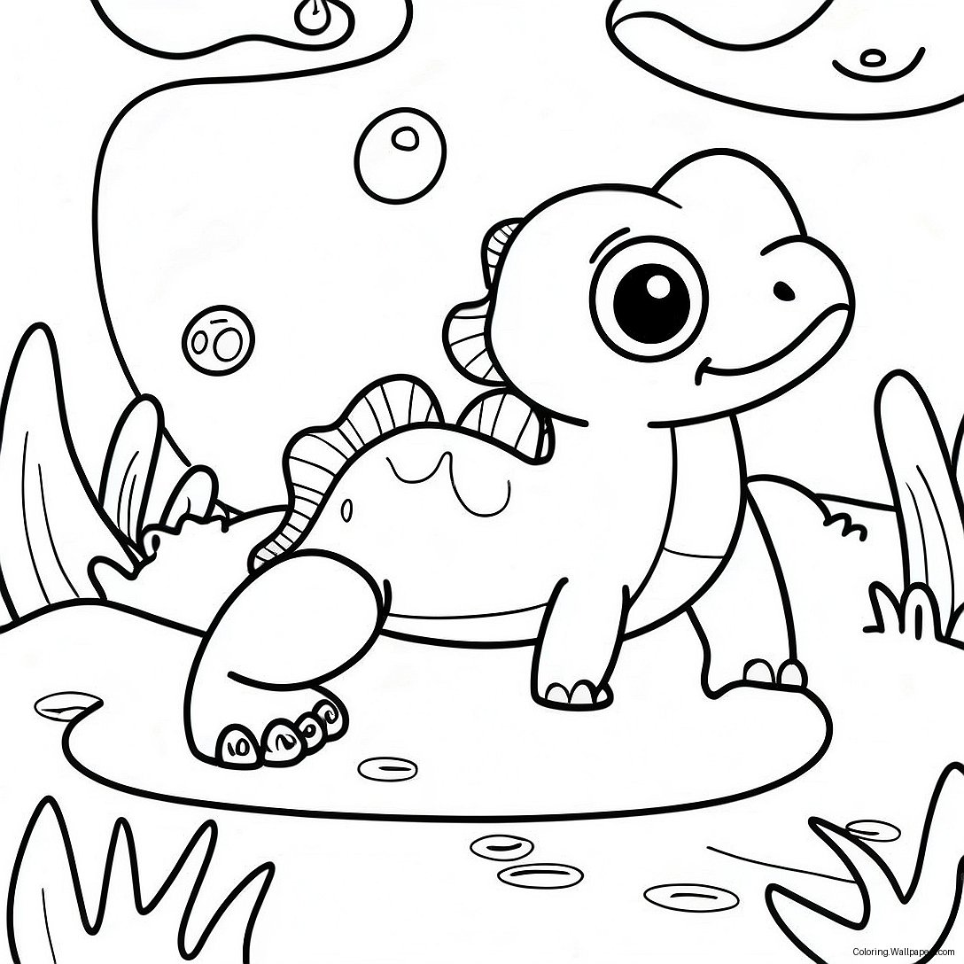 Cute Newt In A Pond Coloring Page 41641