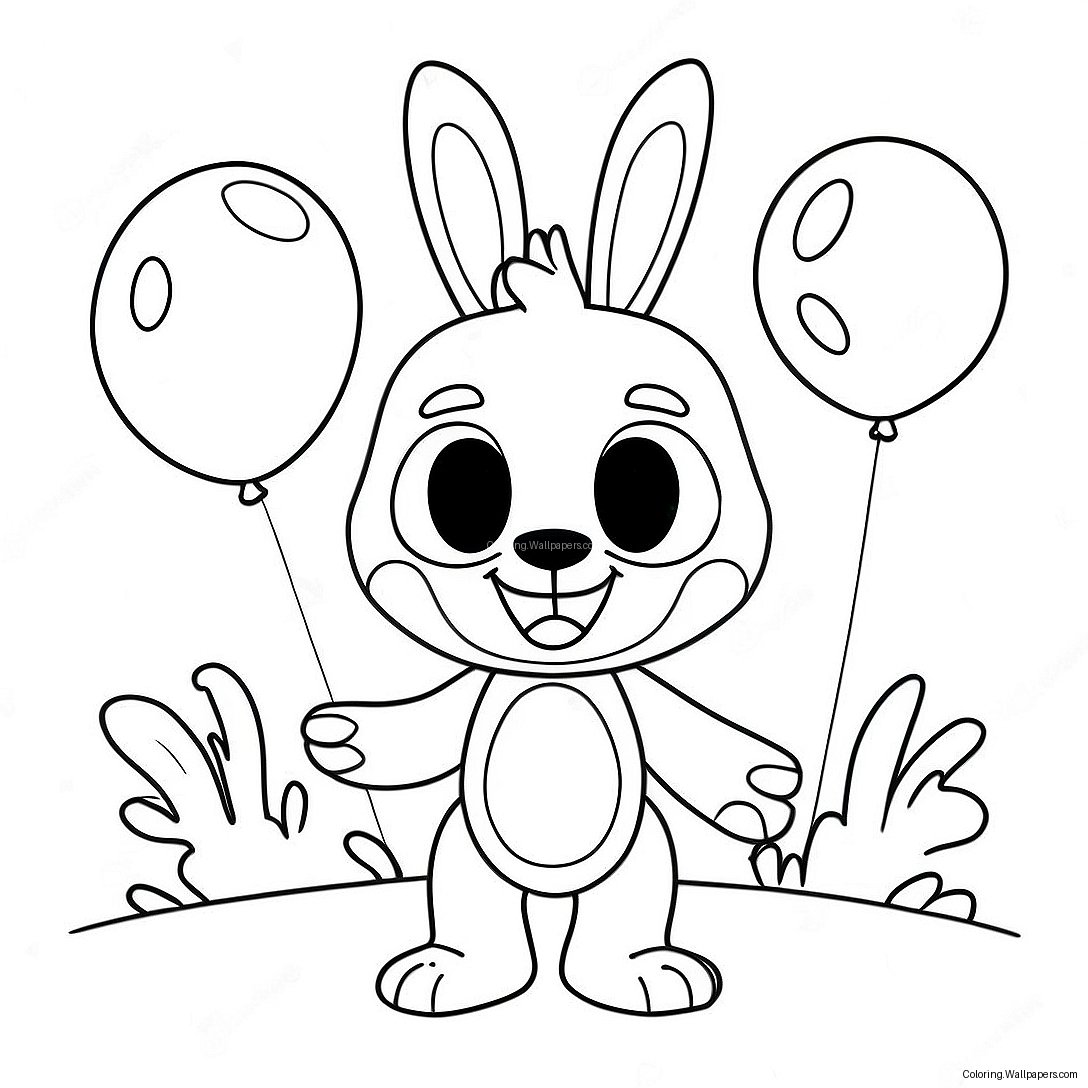 Cute Nightmare Bonnie With Balloons Coloring Page 16406