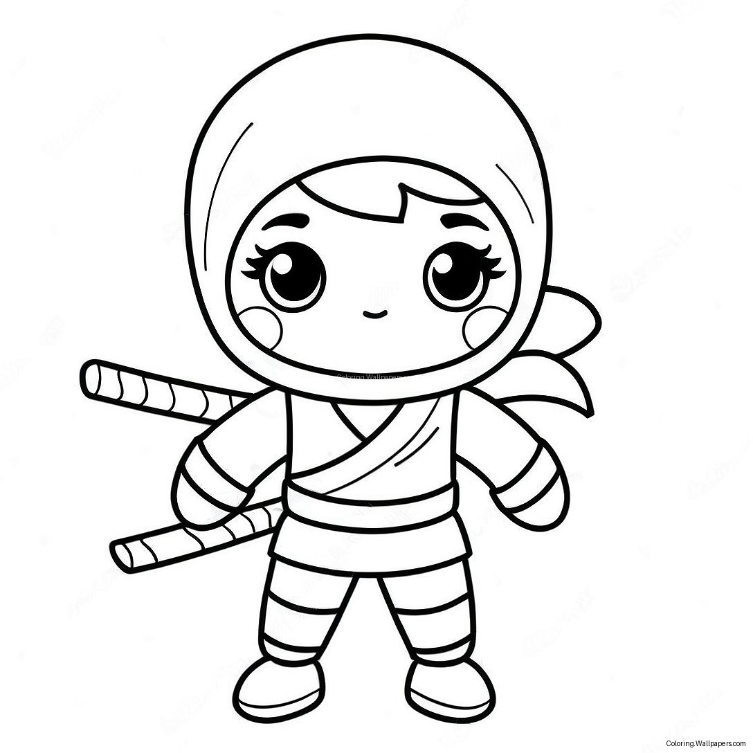 Cute Ninja Girl Coloring Page 52655