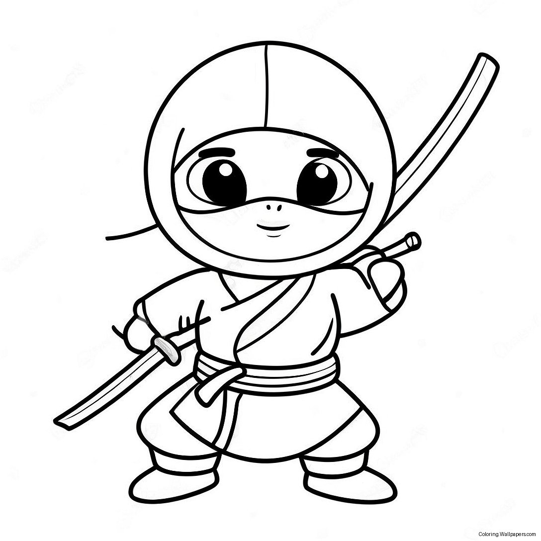 Schattige Ninja Met Een Katana Kleurplaat 55914