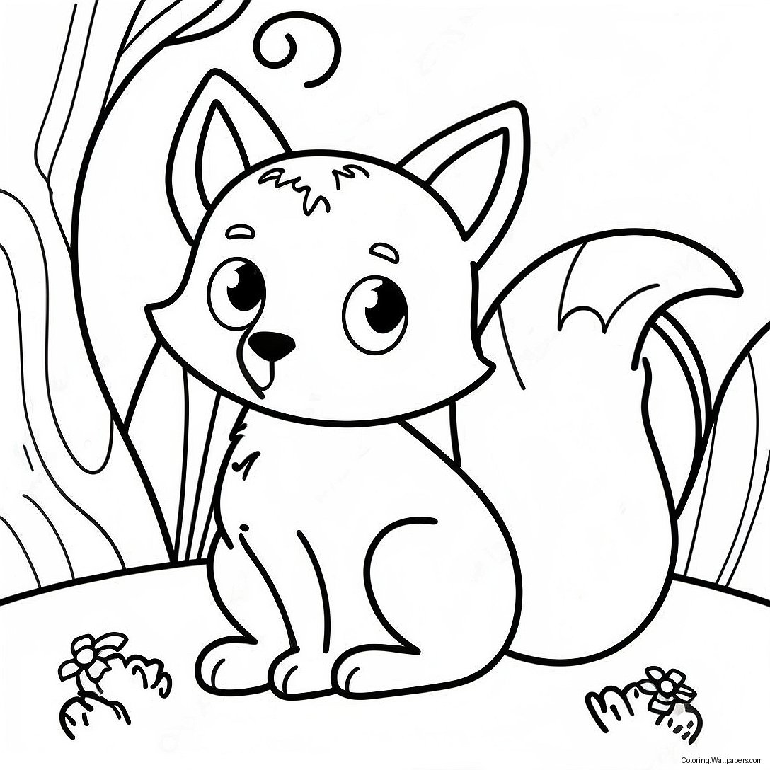 Cute Nocturnal Fox Coloring Page 48217