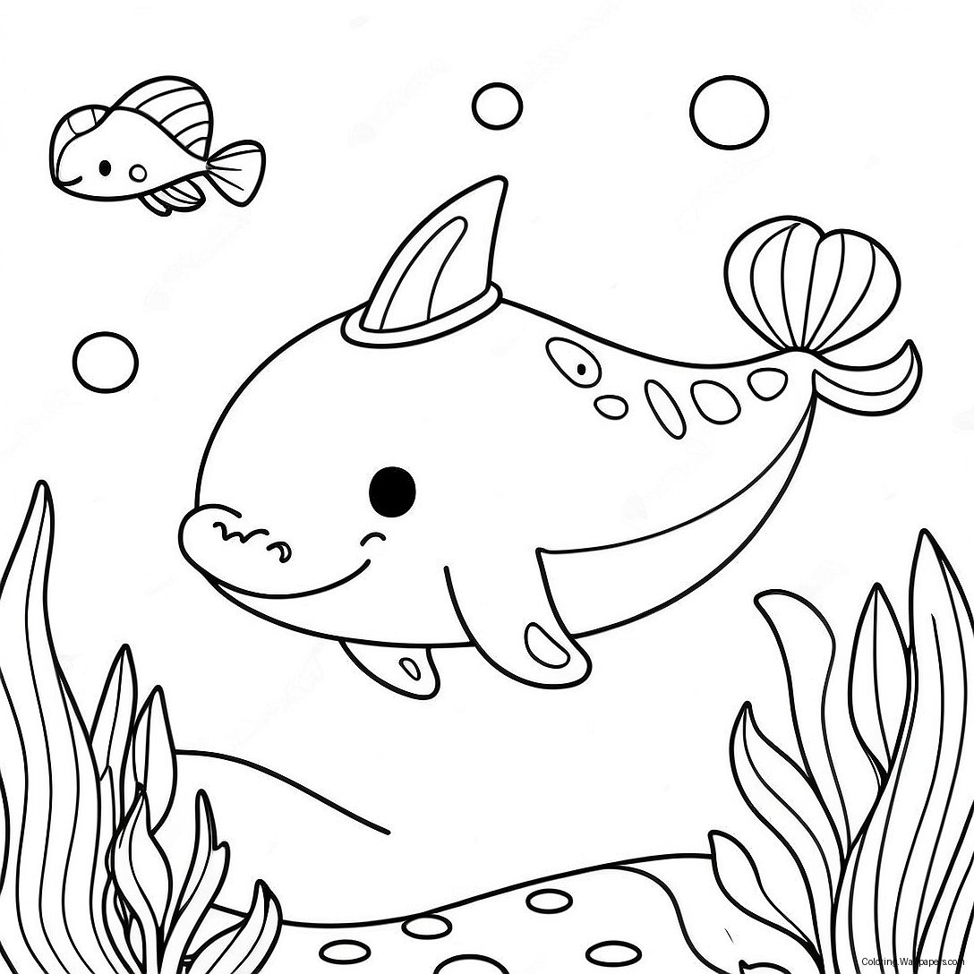 Cute Not Quite Narwhal Swimming Coloring Page 16385