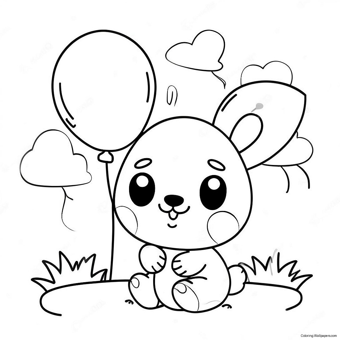 Cute Number 2 With Balloons Coloring Page 14710