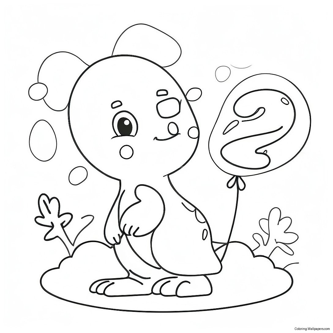 Cute Number 2 With Balloons Coloring Page 14711