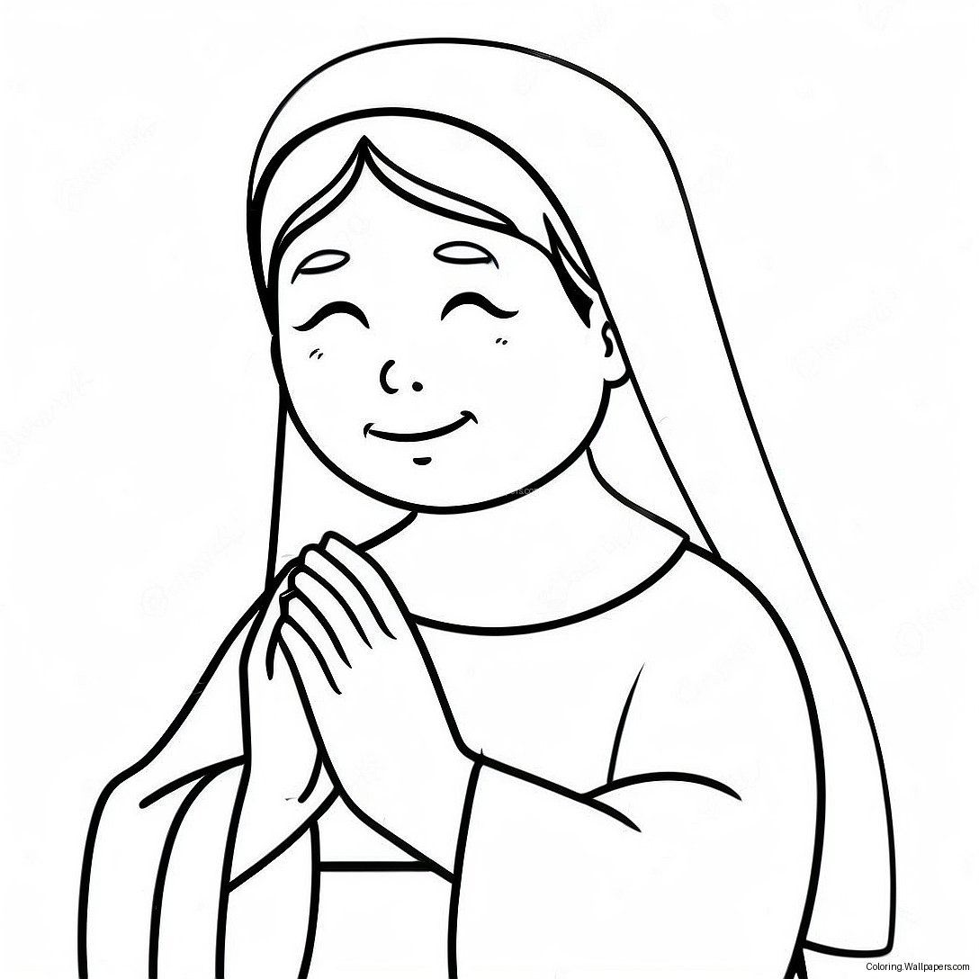 Cute Nun Praying Coloring Page 32735