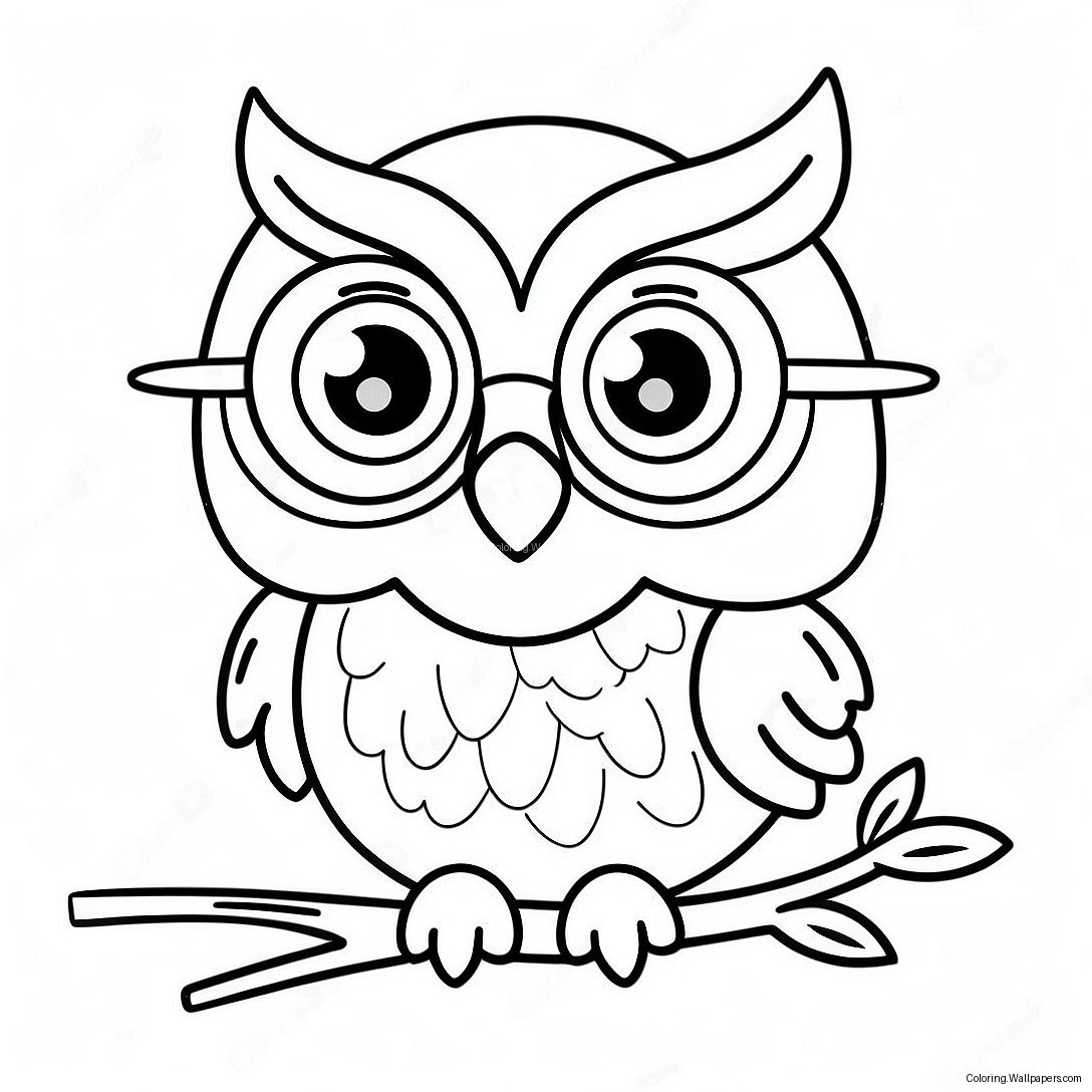 Cute Owl With Glasses Coloring Page 51264