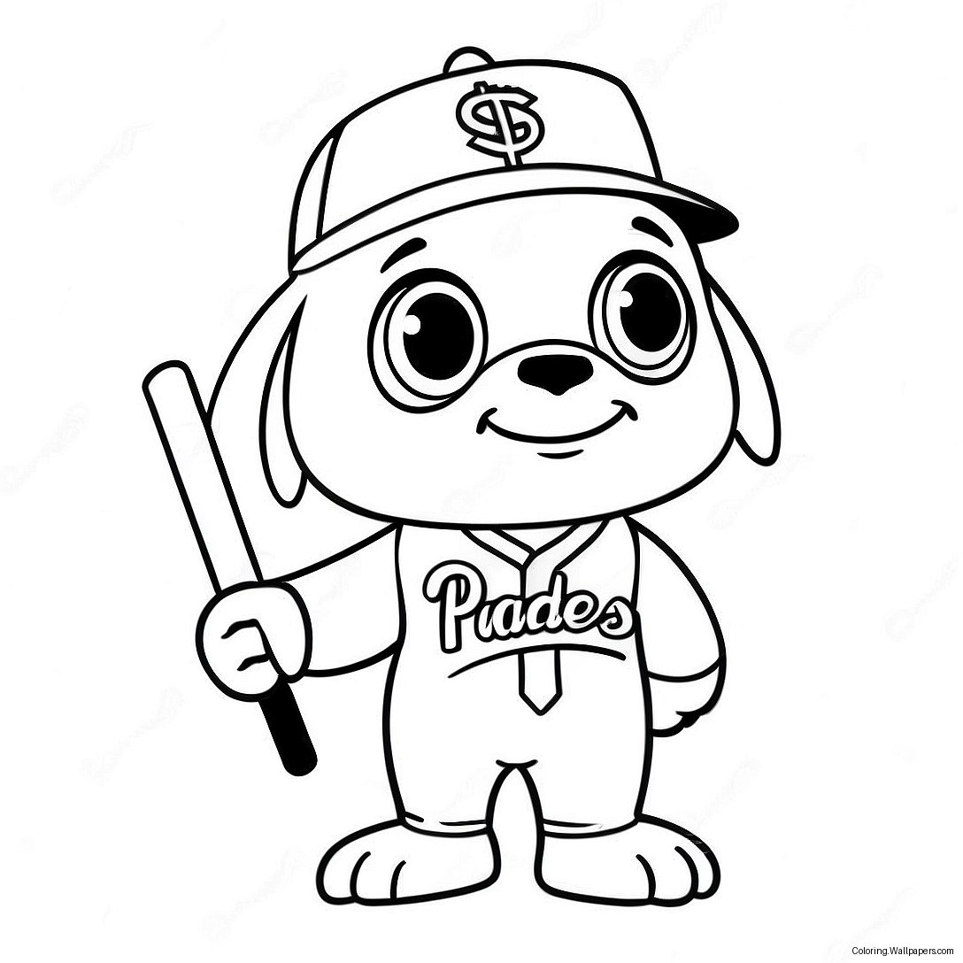 Cute Padres Mascot Coloring Page 17374