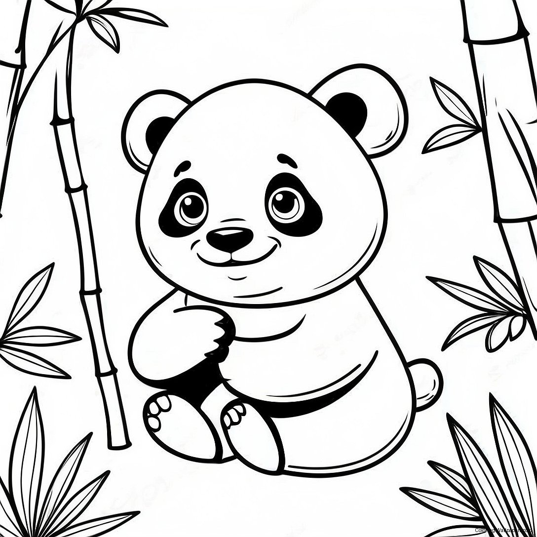 Söt Panda Bland Bambu Färgläggningssida 35066