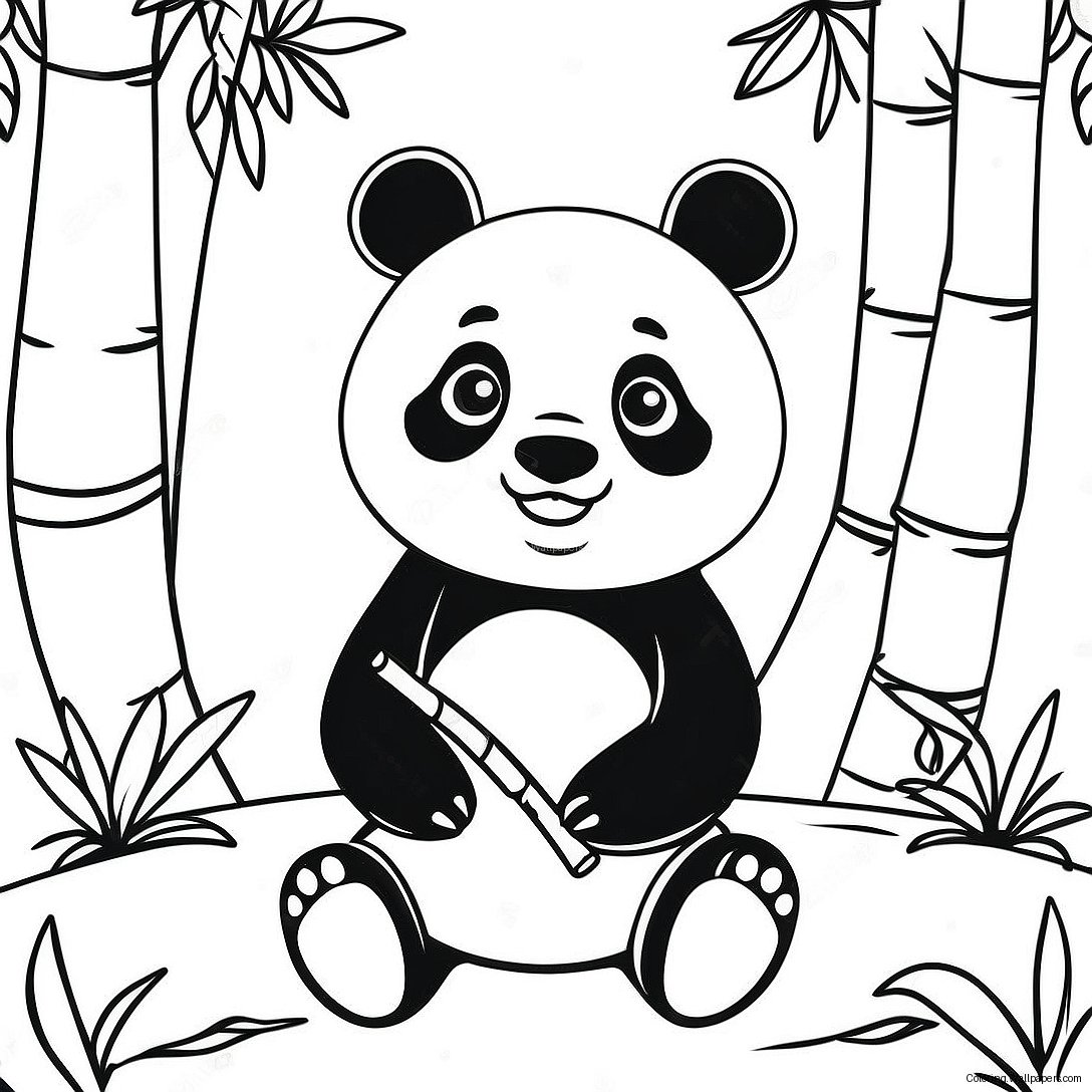 Cute Panda In A Bamboo Forest Coloring Page 37537