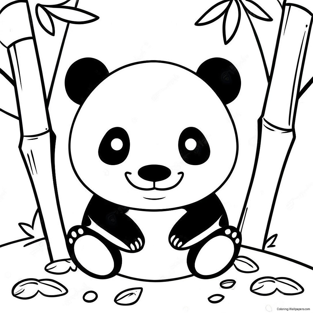 Cute Panda In A Bamboo Forest Coloring Page 37538