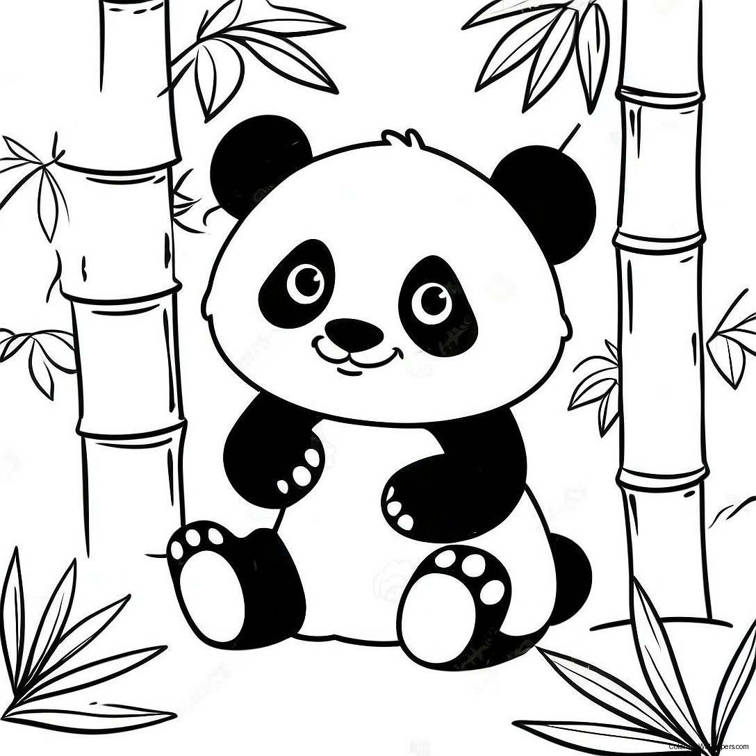 Bambu Ormanında Sevimli Panda Boyama Sayfası 37539