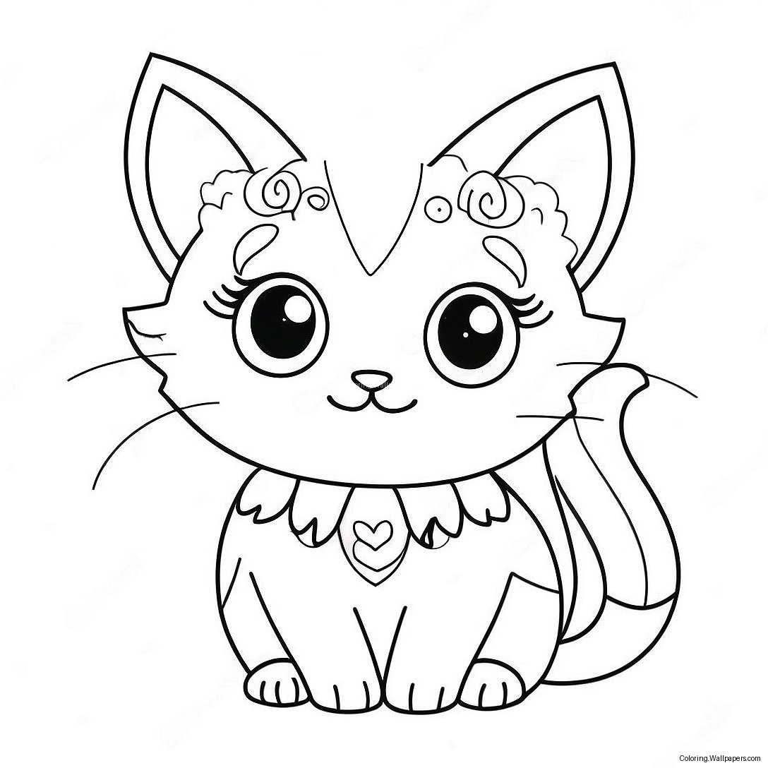 Cute Pastel Goth Cat Coloring Page 5597