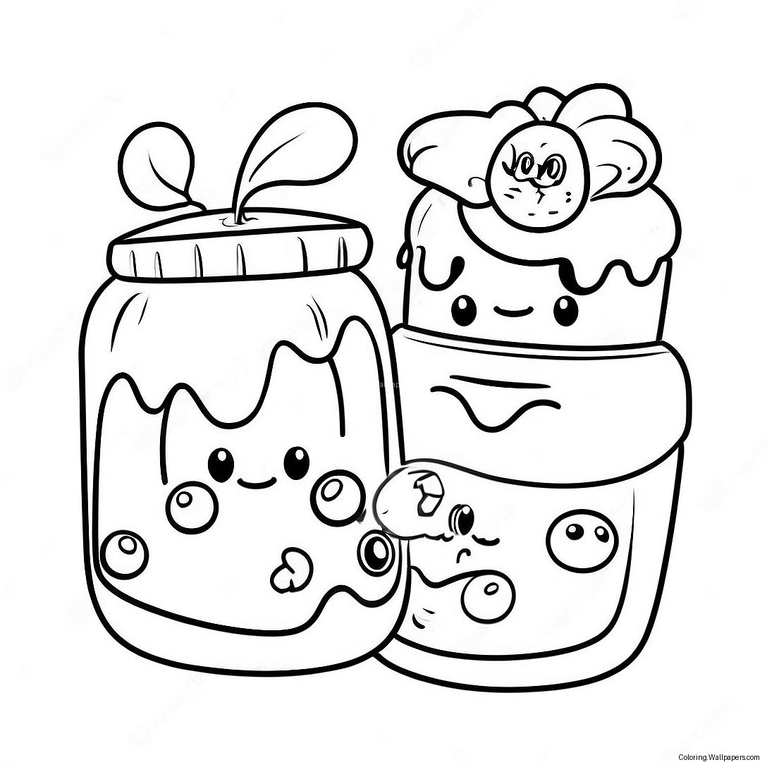 Cute Peanut Butter And Jelly Characters Coloring Page 36336