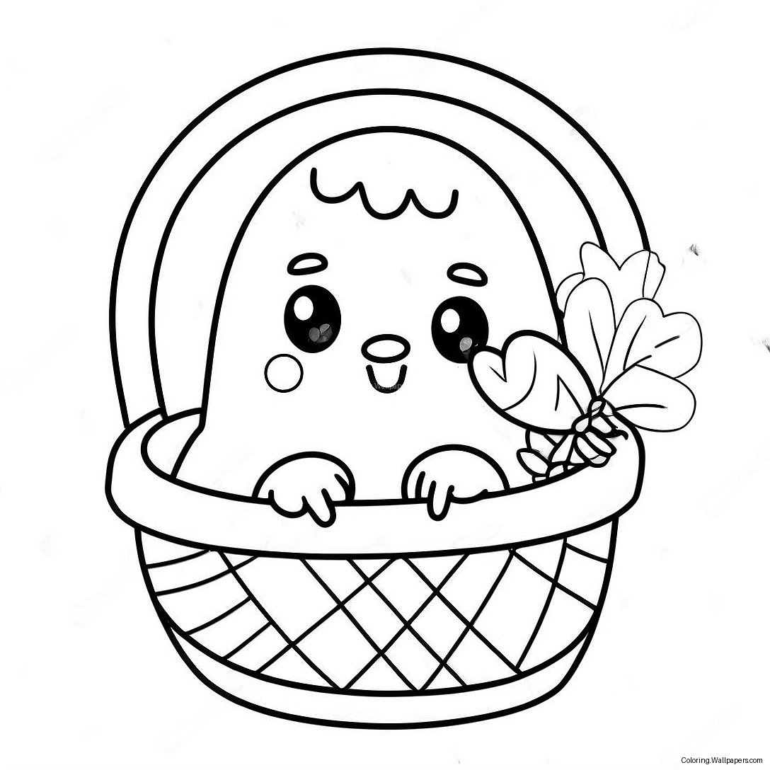 Cute Peep In A Basket Coloring Page 4645