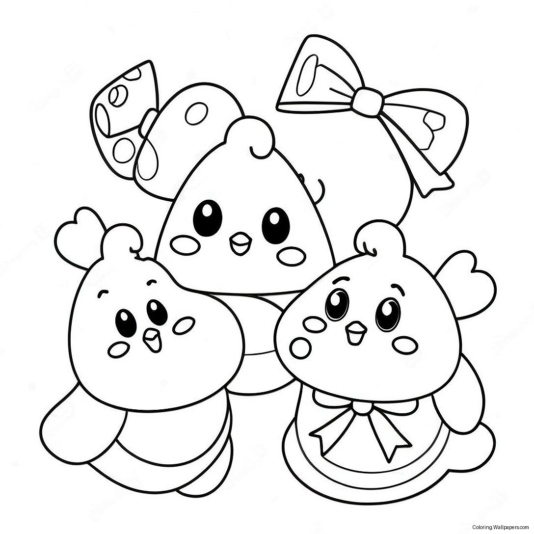 Cute Peeps With Bows Coloring Page 54285