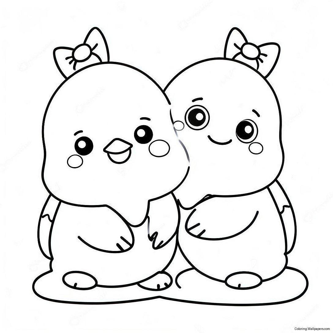 Cute Peeps With Bows Coloring Page 54288