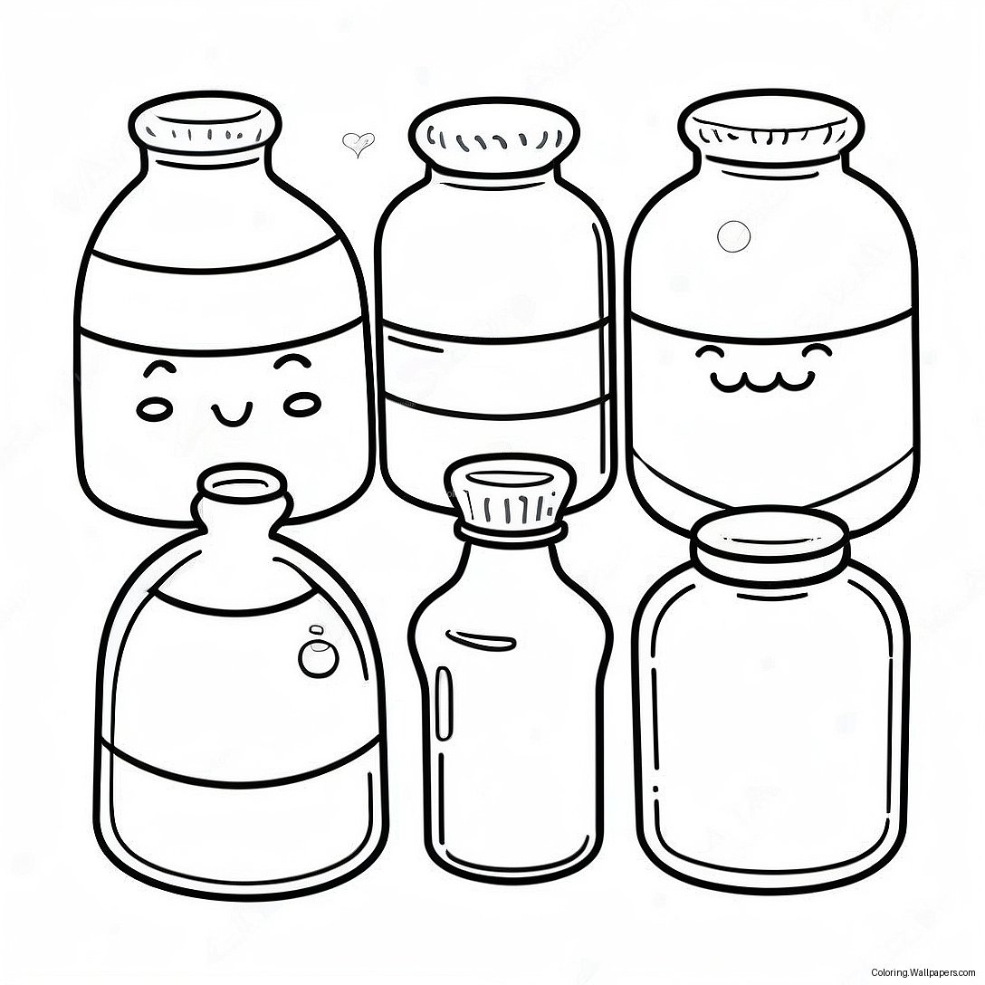 Cute Pharmacy Bottles Coloring Page 17517