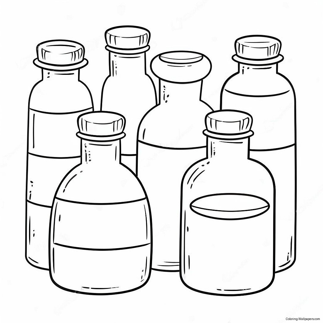 Cute Pharmacy Bottles Coloring Page 17518