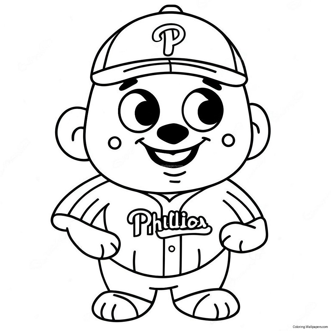 Schattige Phillies Mascotte Kleurplaat 4009