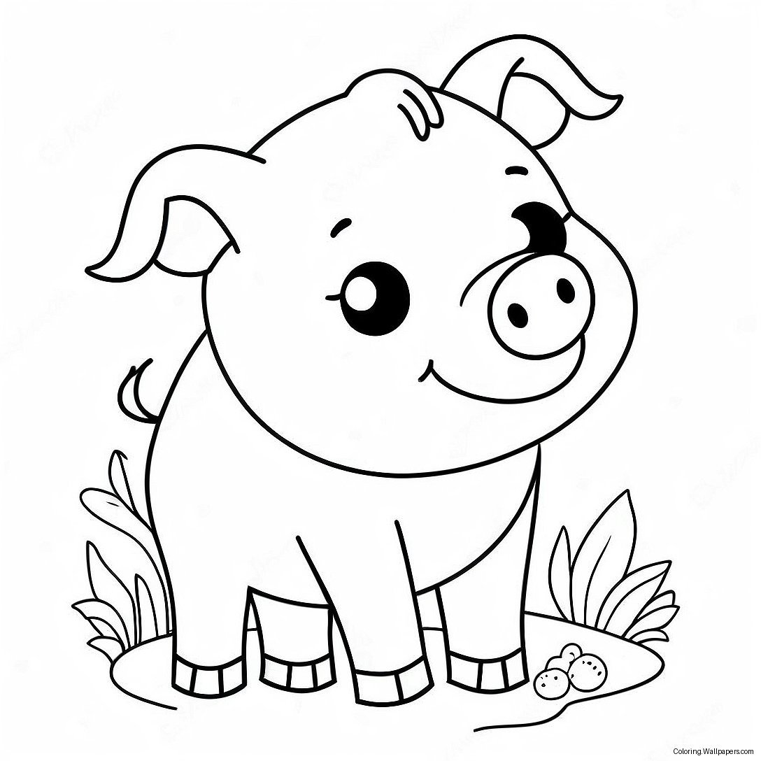 Página Para Colorear De Cerdito Tierno 30207