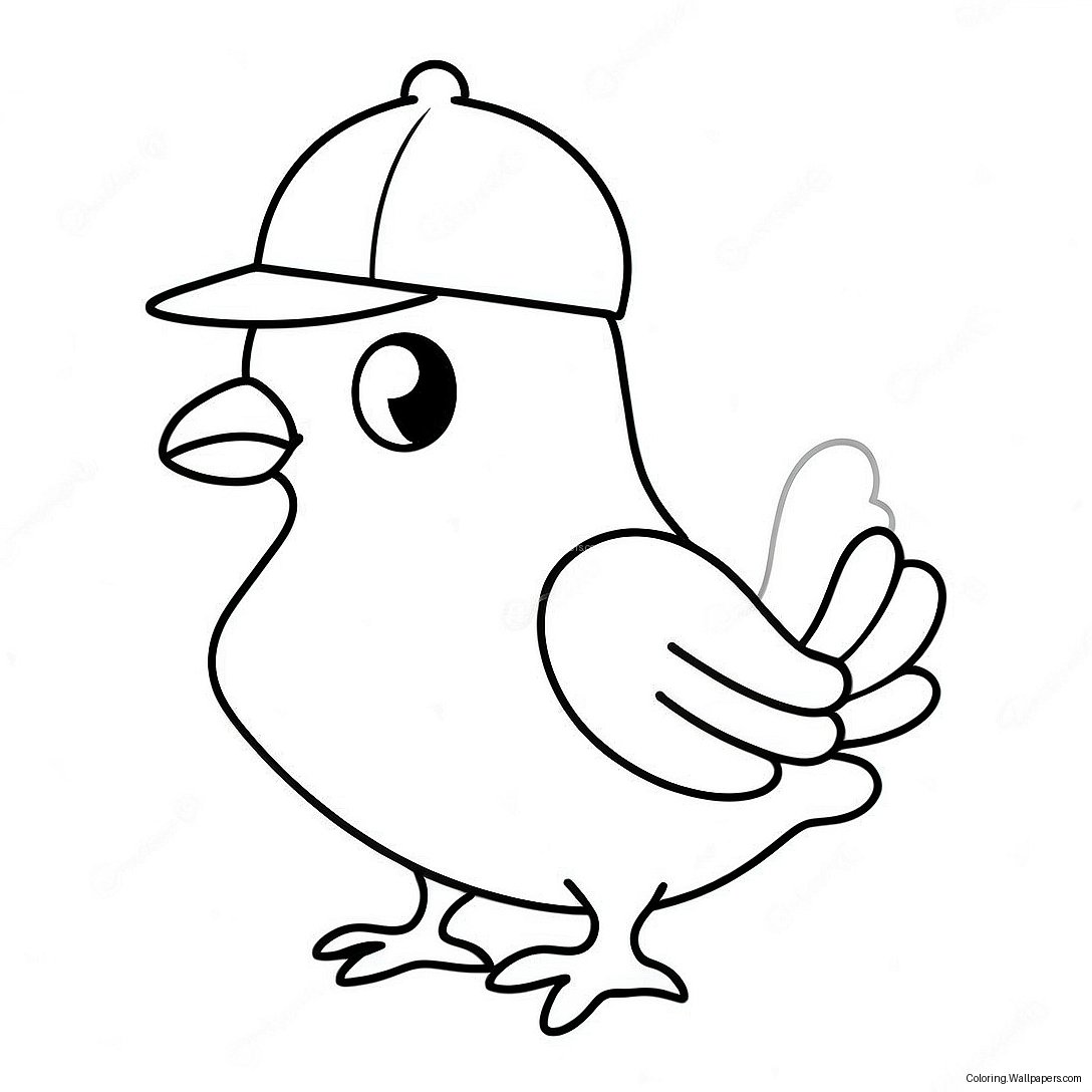 Cute Pigeon With A Hat Coloring Page 30542