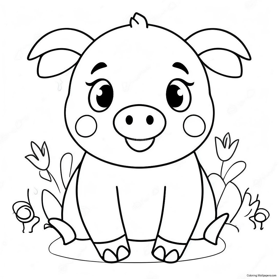 Page À Colorier De Mignon Petit Cochon 6554