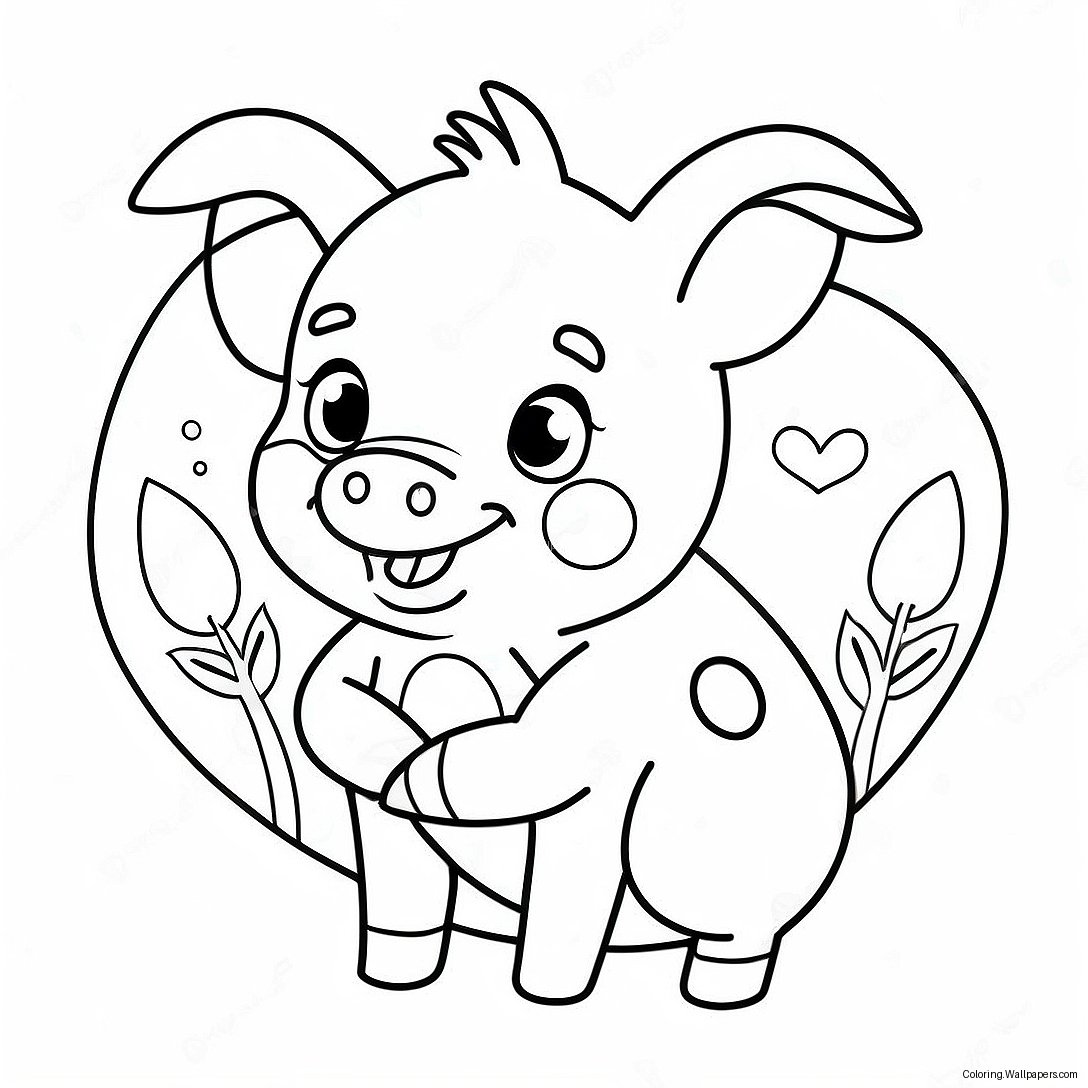 Cute Piglet With Heart Coloring Page 29601