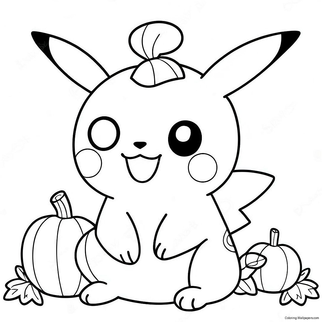 Pagina Da Colorare Di Pikachu Carino In Costume Da Zucca 6088