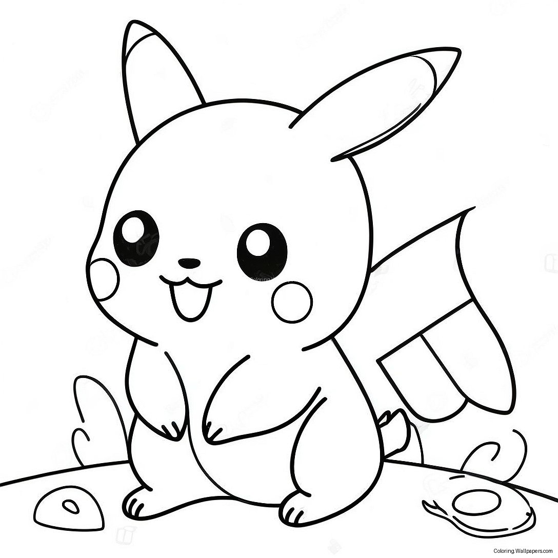 Página Para Colorear De Un Lindo Pikachu Jugando 41724