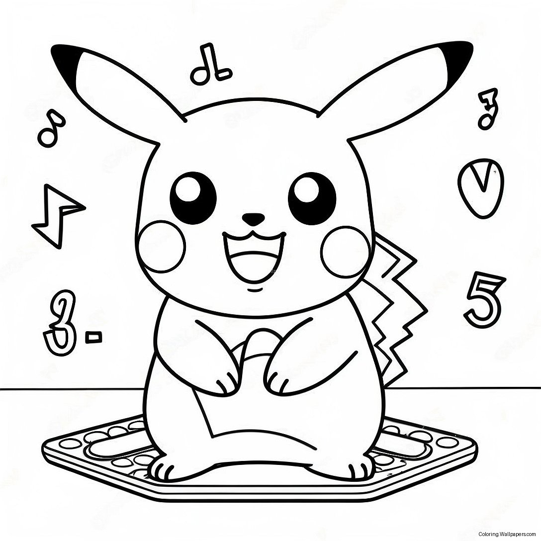 Cute Pikachu Solving Math Problems Coloring Page 51994