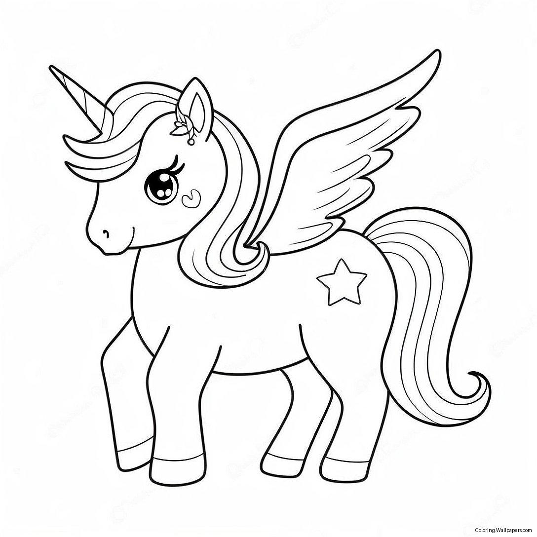 Cute Pink Unicorn Coloring Page 12748